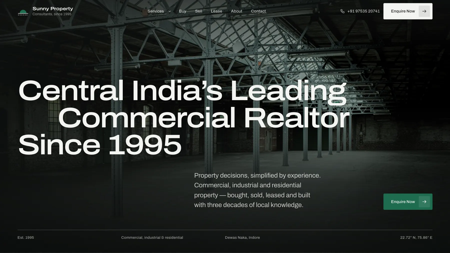 The homepage of the Sunny Property Consultants concept site